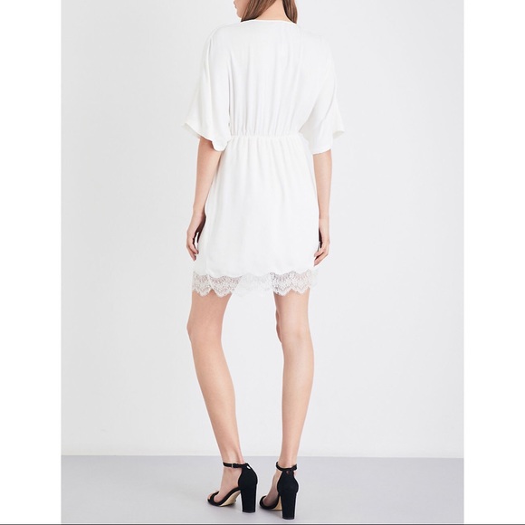 NWT Maje Raisio Crepe Lace-Hem Dress Ecru Size 2 - Picture 4 of 16